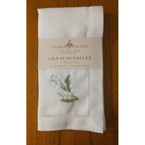 IRELAND CHARLES GALLEN SET 4 EMBROIDERED LILY OF THE VALLEY NAPKINS
